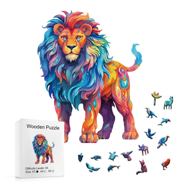 Creative Animal Wooden Puzzle Lion Wooden Puzzle Adult and Children Adult Education Toy Puzzle Monterey Shuttle Toy Gift - Image 5