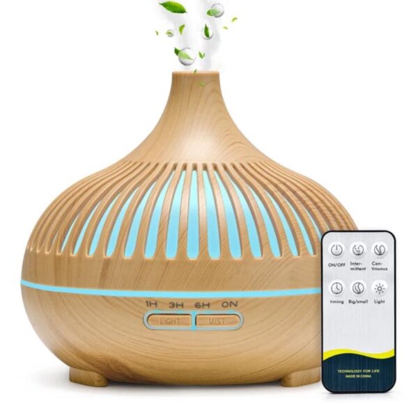 500ML Aromatherapy Essential Oil Diffuser Wood Grain Remote Control Ultrasonic Air Humidifier Cool with 7 Color LED Lights - Image 7