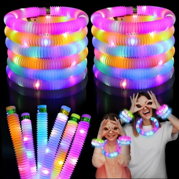3 pcs LED FlashTubeSensory Toy Adult Stress Relief ToyKids Autism Anti-Stress Plastic CorrugatedTube Squeeze Toy for Kids