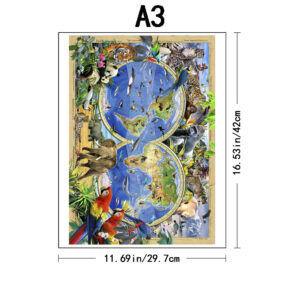 Exquisite Wooden Animal Puzzle Earth Shape Dog Tiger Bird Tai Chi Montessori Adult Toy Children's Beautiful Wooden DIY Drawing - Image 5