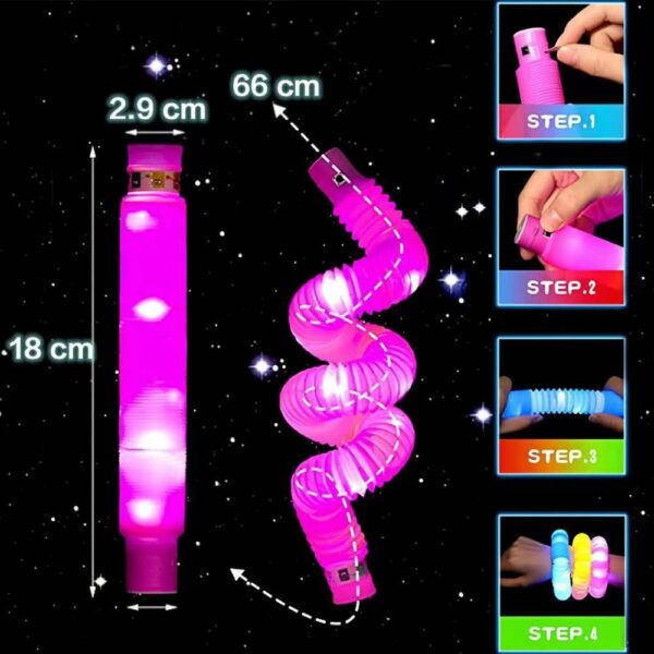 3 pcs LED FlashTubeSensory Toy Adult Stress Relief ToyKids Autism Anti-Stress Plastic CorrugatedTube Squeeze Toy for Kids - Image 4