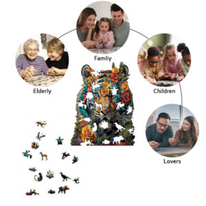 Unique Irregular Shaped Wooden Puzzle Tiger Flower Jigsaw Puzzle Adult and Children's Festival Gift - Image 3