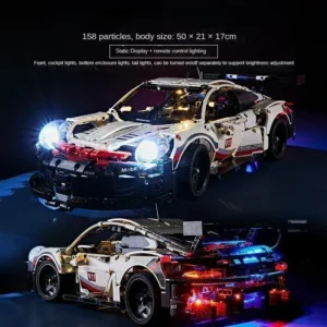 911RSR 1580PCS 1:10 Assembled Building Blocks Electric Sports Car Model Remote Control Lights Building Blocks Sports Car Boy Toy - Image 2