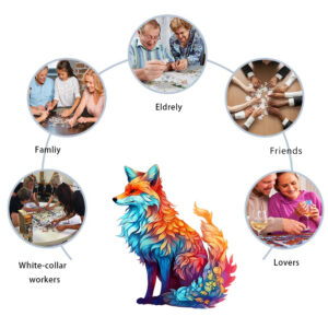Fox Wooden Puzzle for Jigsaw Lovers, Animal Shape Pieces Stress Relieves Toys, Christmas Birthday Gift Home Decor Family Games - Image 3