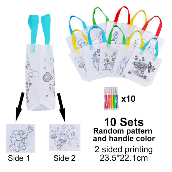 DIY Graffiti Bags with Coloring Marker Painting Non-Woven Gift Bags For Kids Arts Crafts Color Filling Drawing Toys For Boy Girl 5 pcs - Image 5