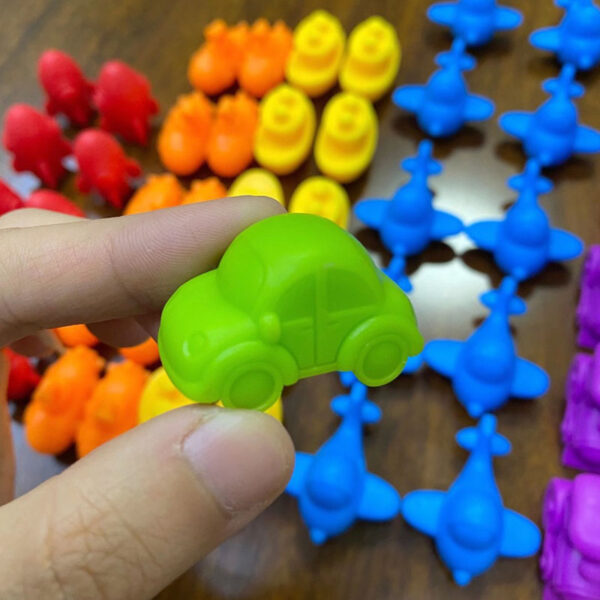 Montessori Material Rainbow Counting Bear Math Toys Animal Dinosaur Color Sorting Matching Game Children Educational Sensory Toy - Image 3