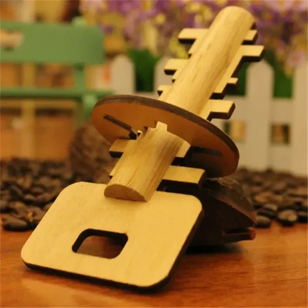 Intelligent Unlock Toy Wooden Kong Ming Lock Brain Teaser Puzzle Key IQ Thinking Test Montessori Kids Adult Decompression Games - Image 2