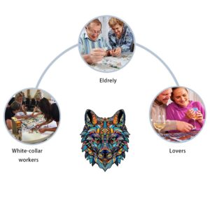 Wolf animal wooden puzzle 3D personalized home decor for adult men and women stress relief holiday interactive toys - Image 3