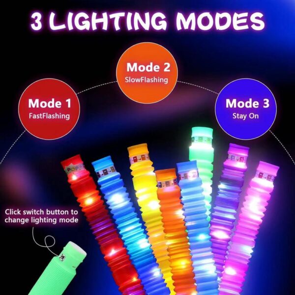 3 pcs LED FlashTubeSensory Toy Adult Stress Relief ToyKids Autism Anti-Stress Plastic CorrugatedTube Squeeze Toy for Kids - Image 5