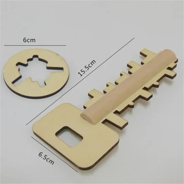 Intelligent Unlock Toy Wooden Kong Ming Lock Brain Teaser Puzzle Key IQ Thinking Test Montessori Kids Adult Decompression Games - Image 3