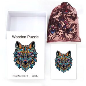 Wolf animal wooden puzzle 3D personalized home decor for adult men and women stress relief holiday interactive toys - Image 5