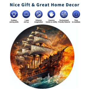 Wooden Pirate Ship Jigsaw Puzzle 3D Puzzle Adults Family Interactive Game DIY Crafts Intellectual Toy Pieces Ideal Birthday Gift - Image 5