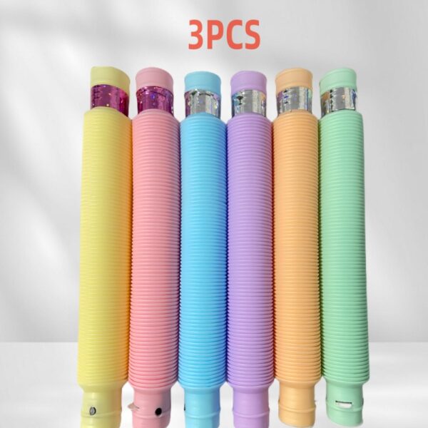 3 pcs LED FlashTubeSensory Toy Adult Stress Relief ToyKids Autism Anti-Stress Plastic CorrugatedTube Squeeze Toy for Kids - Image 2