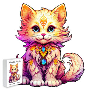 Wooden puzzle Color Cat delicate gift box Irregular shape puzzle Gratitude gift adult stress reduction family interactive toy - Image 5