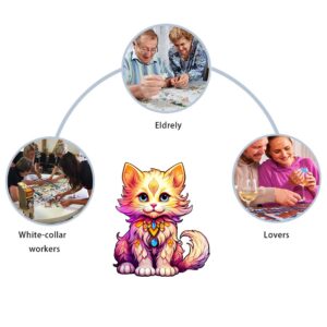 Wooden puzzle Color Cat delicate gift box Irregular shape puzzle Gratitude gift adult stress reduction family interactive toy - Image 4