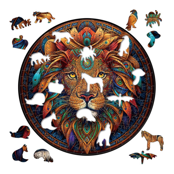 Mysterious Lion Wooden Puzzle Animal Jigsaw For Adults Children Wood DIY Puzzle Craft Gifts Kids' Educational Toy - Image 2