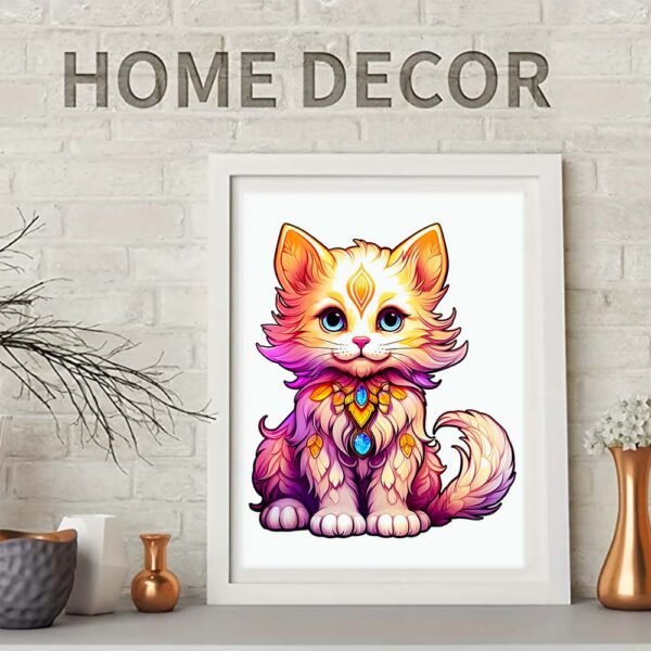 Wooden puzzle Color Cat delicate gift box Irregular shape puzzle Gratitude gift adult stress reduction family interactive toy - Image 3