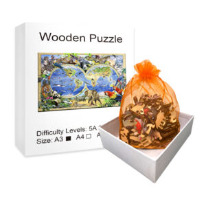Exquisite Wooden Animal Puzzle Earth Shape Dog Tiger Bird Tai Chi Montessori Adult Toy Children's Beautiful Wooden DIY Drawing - Image 2