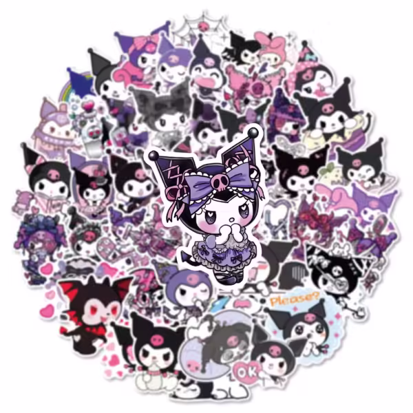 10pcs Cartoon Kuromi Stickers Kawaii Girls Anime Aesthetic Decals Decorative Stationery Laptop Cute Kids Sanrio Sticker