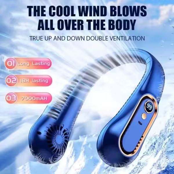 XIAOMI MIJIA New Silent Neck Fan LED Digital Display Leafless Rechargeable Portable Mini Smart RC Fan Portable Air Conditioner