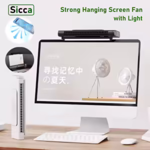 5000mAh Portable USB Fan Air Conditioner Electric Fan Strong Hanging Screen Fan For Home Office Computer Desk Bed Fan With Light