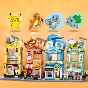 Original Box Pokemon Pikachu-Claw crane game shop Blocks Charizard Squirtle Bulbasaur Model Educational Kids Toys For Gift