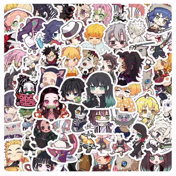 30pcs Cute Cartoon Anime Demon Slayer Anime Stickers Decoration Laptop Phone Suitcase Notebook Label Stationery Sticker