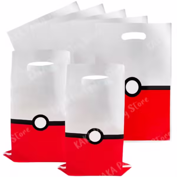 10Pcs Pokemon Party Gift Bags Pokeball Candy Packing Bag Loot Bag Kids Boys Girls Birthday Decoration Supplies Baby Shower