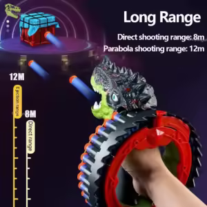 Soft Bullet Gun Toy Kids Spinning Dinosaur Wrist Gun Boys Toys Electric Burst Pistol Parent-child Blaster Shooting Game - Image 2