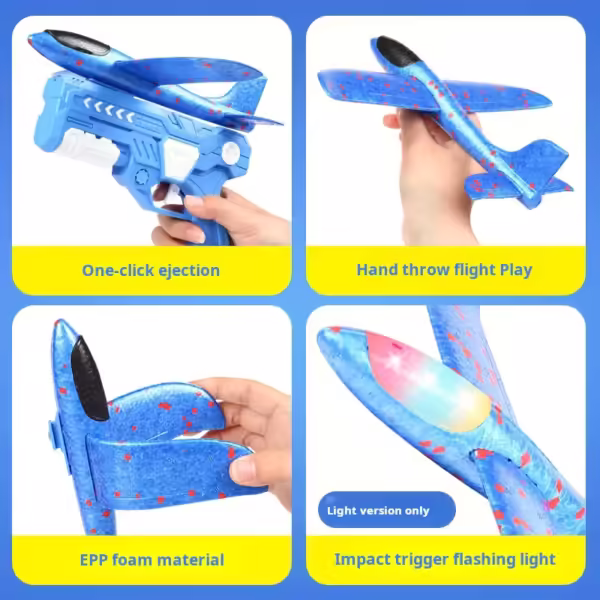 Ejection Plane Gun Boy Flash Foam Toss Gyroplane Children Parent-child Interactive Outdoor Toy Holiday Gift - Image 2