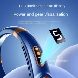 Portable Hanging Neck Fan Bladeless Mini USB Handheld Mute LED Digital Display Electric stable Fan Colorful Atmosphere Lights - Image 2