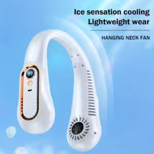 Hanging neck fan portable summer air cooler USB cooling fan with 5 speeds and digital displays - super technology and bladeless - Image 2