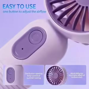 Mini portable fan, handheld small fan, USB charging, 3-speed handheld fan suitable for office, outdoor travel, and camping - Image 2