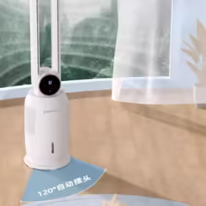 Bladeless Fan Air Conditioner Household Cold Air Fan Light Tone Floor Tower Cooler Water-Cooled Bladeless Electric Fan - Image 2