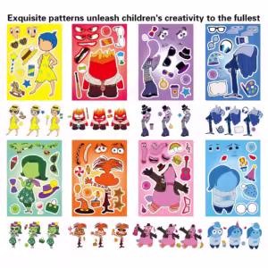 8Sheets Disney Inside Out Fantasy Animated Puzzle Sticker DIY Phone Laptop Luggage Skateboard Graffiti Decals Fun for Gift - Image 2