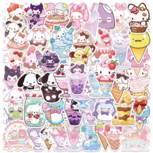 10pcs Cute Funny Sanrio Ice Cream Cinnamoroll Hello Kitty Graffiti Stickers Laptop Phone Suitcase Aesthetic Sticker Toys - Image 2