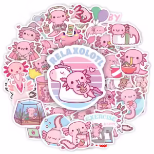 Kawaii Cartoon Axolotl Stickers Cute Animal Kids DIY Toy Gift Graffiti Decal for Phone Luggage Laptop Scrapbook Waterproof - Image 2