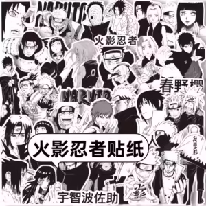 10pcs Anime NARUTO Cartoon Stickers Cool Black and White Graffiti Sticker DIY Phone Skateboard Notebook Decal for Kids Toy - Image 2