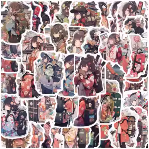30pcs Japan Kimono Anime Girls Stickers Aesthetic Decals Waterproof Decorative Stationery Phone Diary Kawaii DIY Sticker - Image 2
