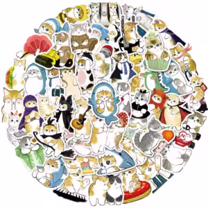 30pcs Cute Cat Animal Graffiti Stickers Kawaii Cartoon Decals Kids Toy Laptop DIY Scrapbook Suitcase Phone Car Sticker - Image 2