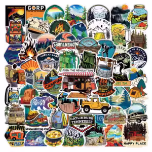 30pcs Outdoor Hiking Camping Stickers Cartoon Decal Skateboard Phone Laptop Car Luggage Bike Cool Waterproof Sticker - Image 2