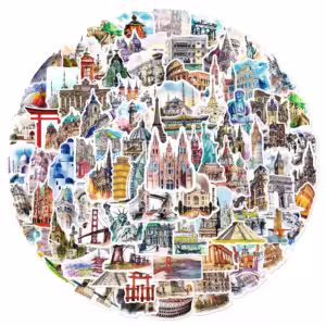 10pcs World Landmark Famous City Buildings Stickers Travel Beautiful Scenery Decal Laptop Phone Car Waterproof Sticker - Image 2