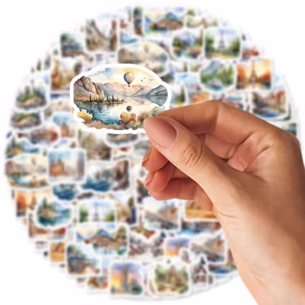 30pcs Journey Landscape Retro Theme Graffiti Stickers Decorated Water Glass Phone Case Laptop Flat Suitcase Classic Toy Decal - Image 2