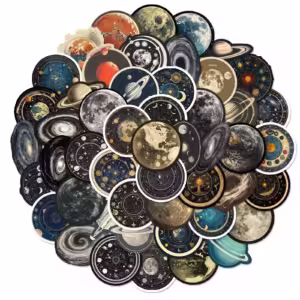 10pcs Vintage Astronomy Universe Planets Stickers Galaxy Moon Astrology Aesthetic Decals Laptop Luggage Skateboard Sticker - Image 2