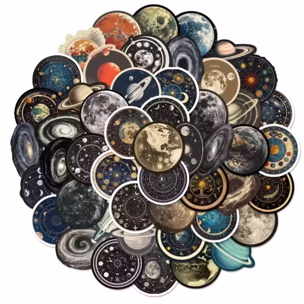 10pcs Vintage Astronomy Universe Planets Stickers Galaxy Moon Astrology Aesthetic Decals Laptop Luggage Skateboard Sticker - Image 2