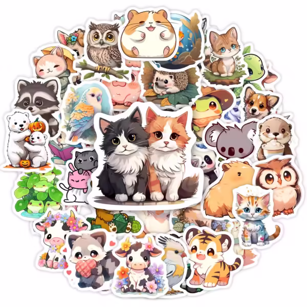 Kawaii Cute Animal Stickers Puppy Kitten Cow Owl Unicorn Hedgehog Children Cartoon Gift for DIY Laptop Phone Mug Waterproof - Image 2