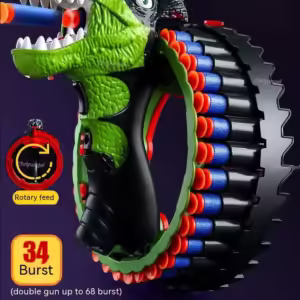 Soft Bullet Gun Toy Kids Spinning Dinosaur Wrist Gun Boys Toys Electric Burst Pistol Parent-child Blaster Shooting Game - Image 3