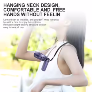 1800mAh Handheld Mini Fan Foldable Portable Neck Hanging Fans 5 Speed USB Rechargeable Fan with Phone Stand and Display Screen - Image 3