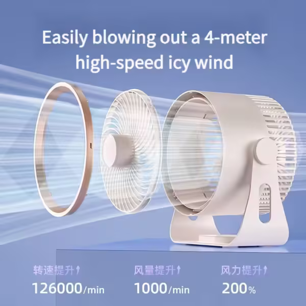 New Wireless Kitchen Wall Mounted Silent Electric Fan 4000 mAh Outdoor Camping USB Home Desktop Air Conditioner Cooler - Image 3