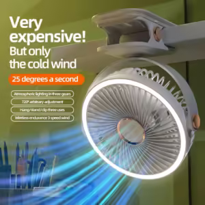 USB Rechargeable Foldable Fan Desktop Portable Air Circulator Wireless Ceiling Electric Fan With LED Light Clip-on Home Fan - Image 3